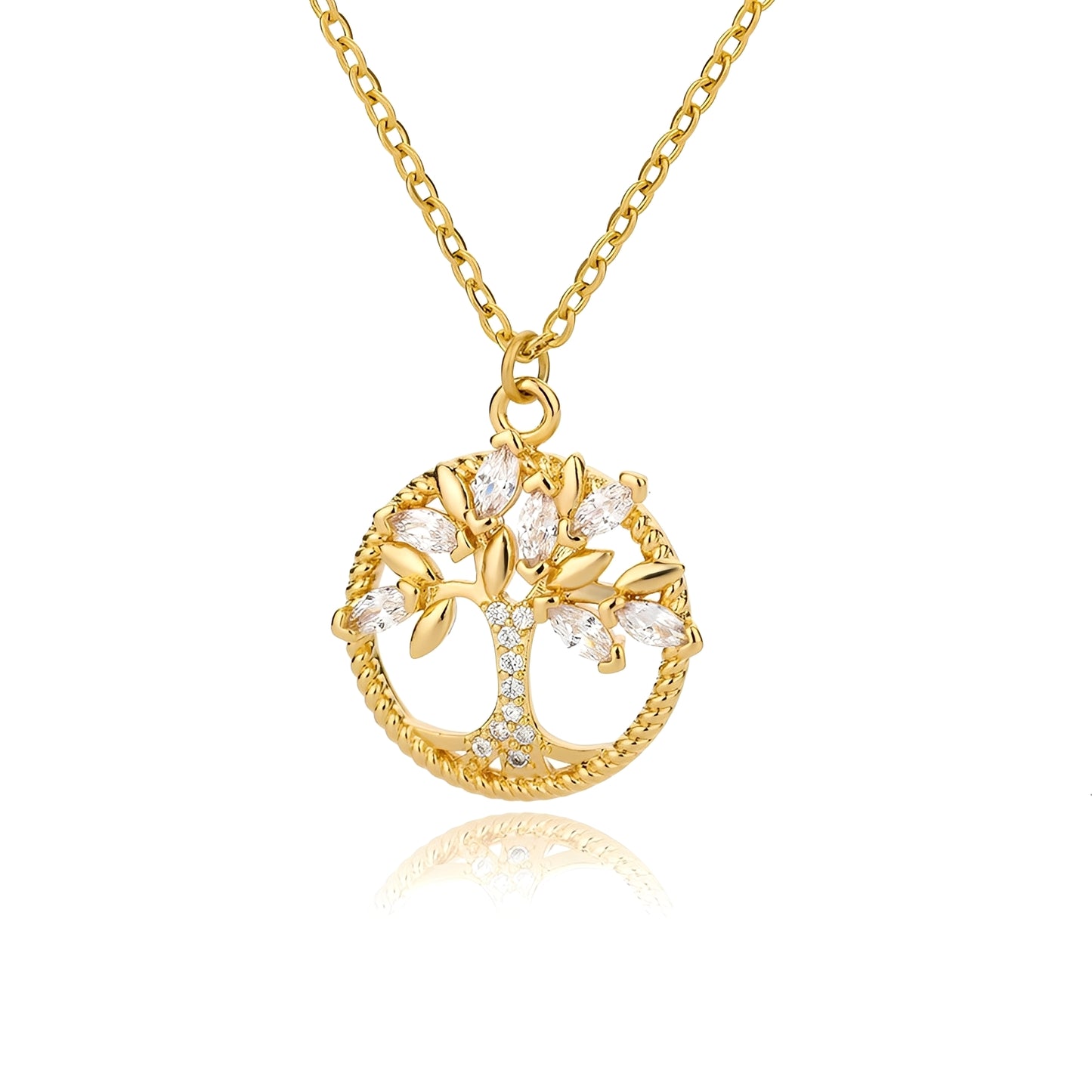 Toshi – Collier Arbre de Vie en Or avec Zirconia
