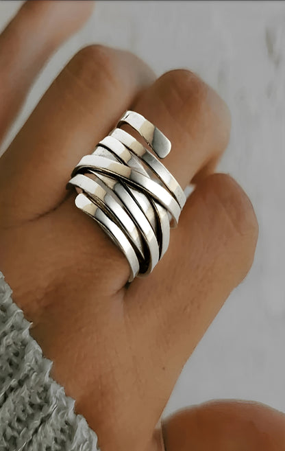 Valena – Bague Argent Structurée
