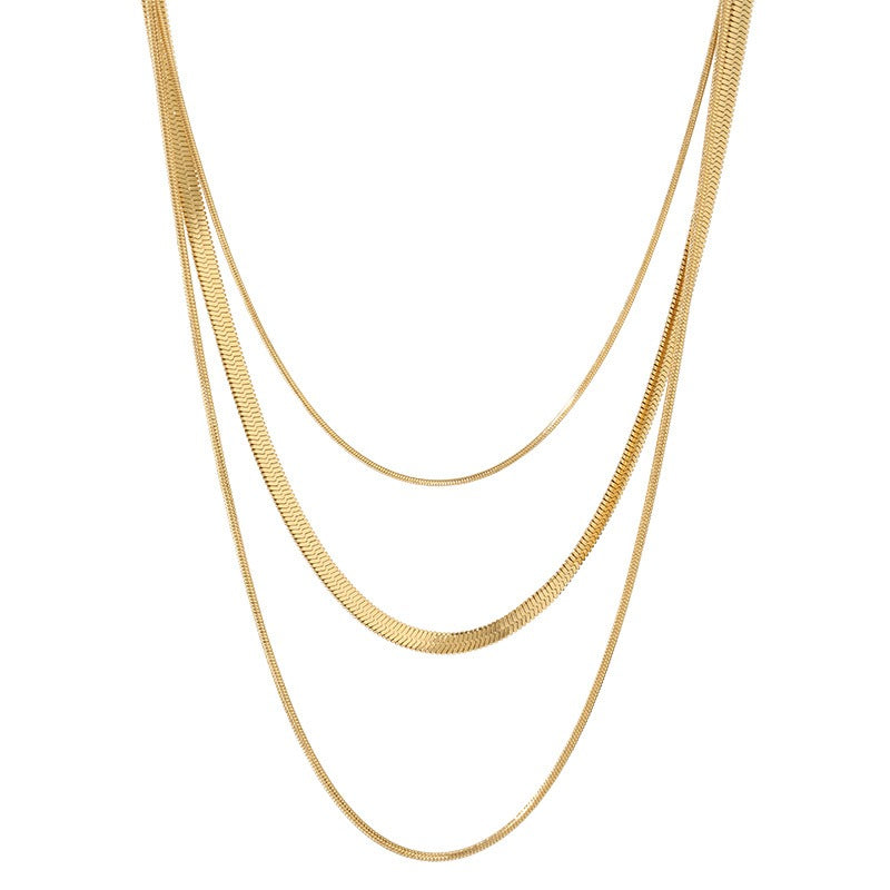 Ashley – Collier Doré à 3 Rangs Chaîne Serpent