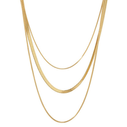 Ashley – Collier Doré à 3 Rangs Chaîne Serpent