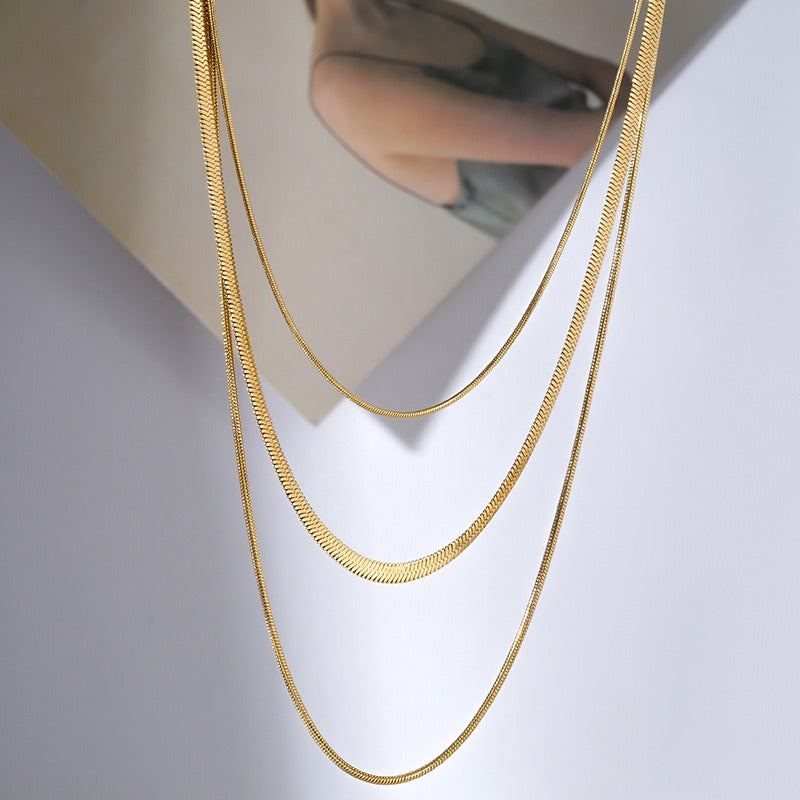 Ashley – Collier Doré à 3 Rangs Chaîne Serpent
