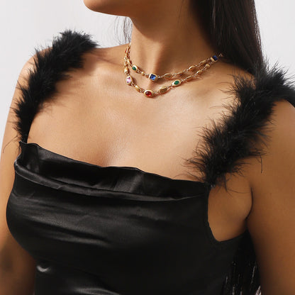 Aileen – Collier Double Rang de Perles Colorées