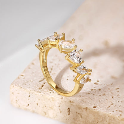 Keiko – Bague Anneau Sertie de Diamants à Taille Mixte