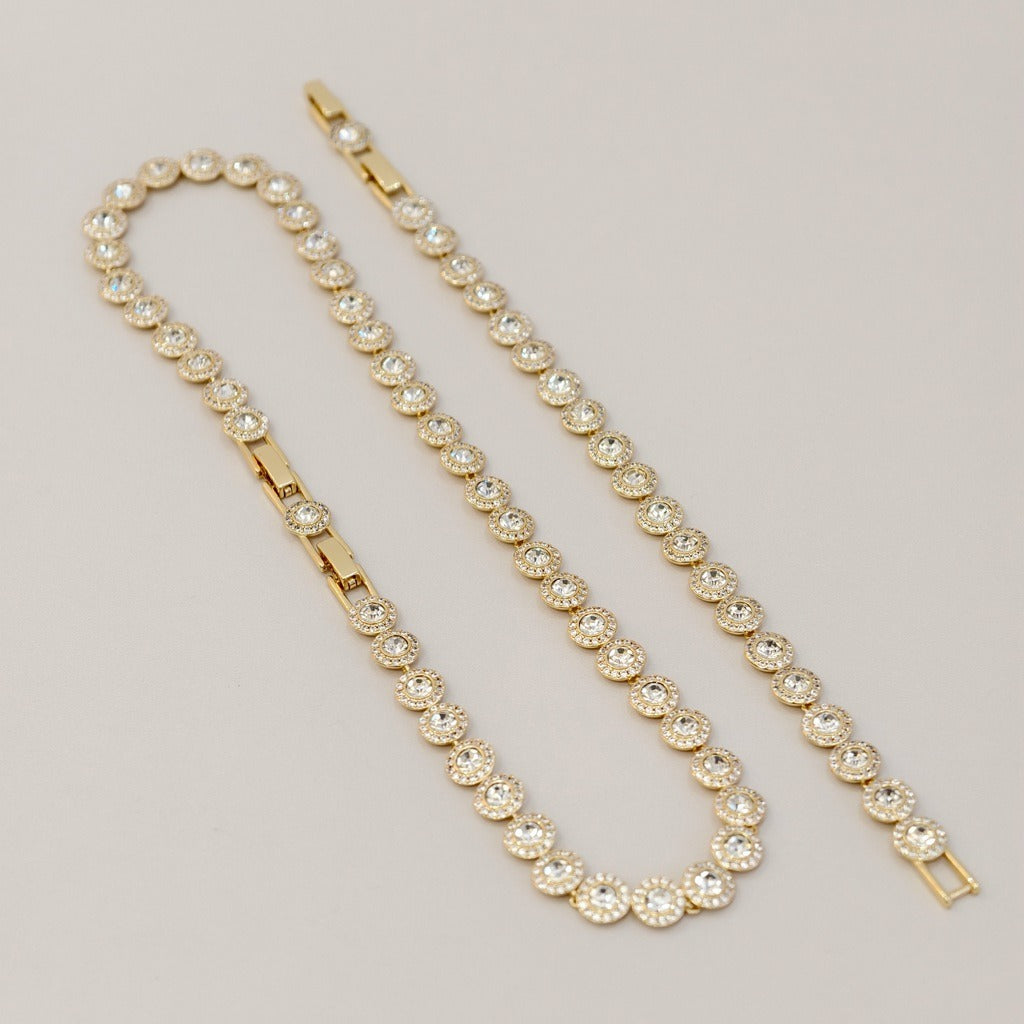 Victoria – Collier et Bracelet à Bouton Rond Brillant