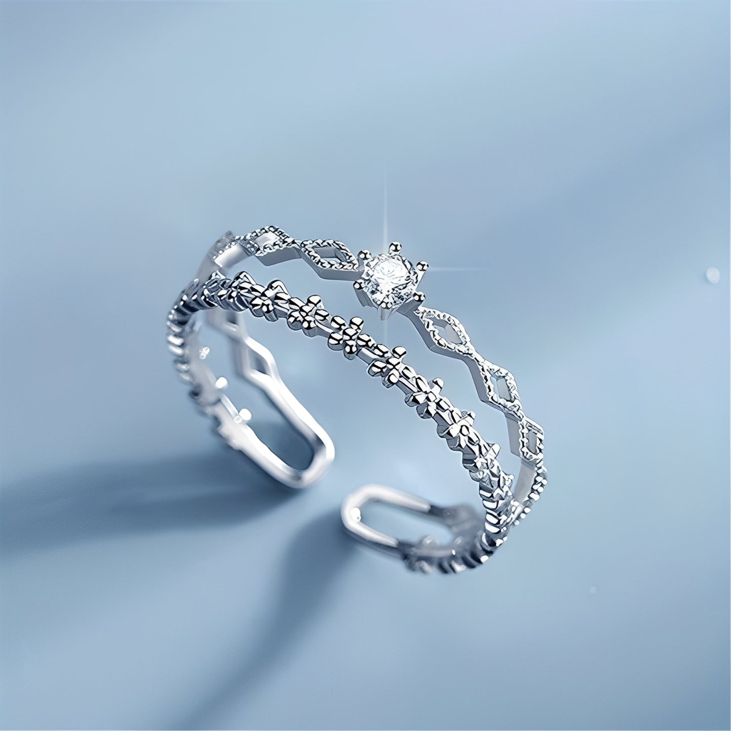 Aileen – Bague Argent Réglable & Zirconium