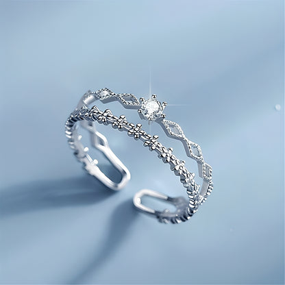Aileen – Bague Argent Réglable & Zirconium