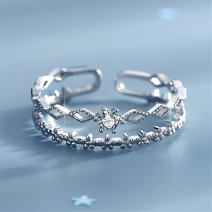 Aileen – Bague Argent Réglable & Zirconium