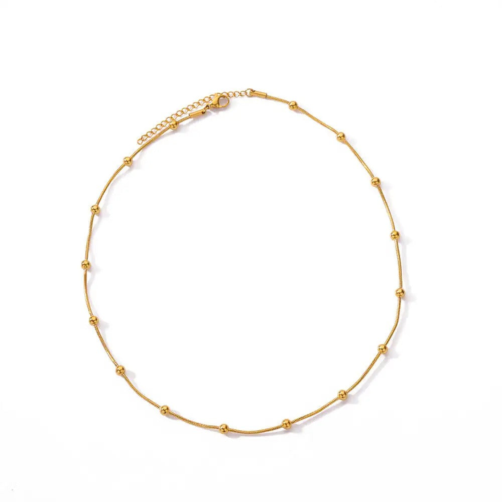 Seralya – Collier chaîne serpent perlée plaqué or 18K