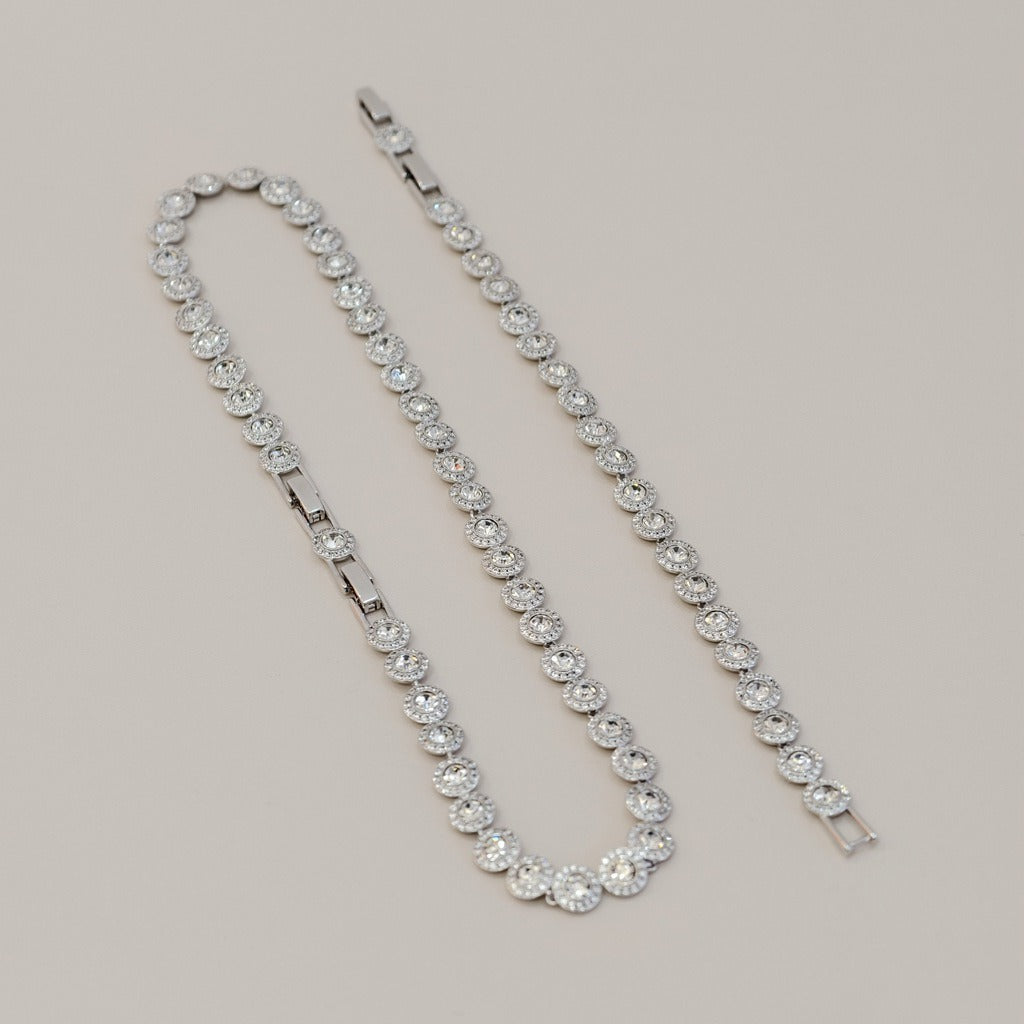 Victoria – Collier et Bracelet à Bouton Rond Brillant