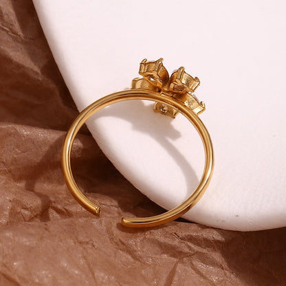 Jikka – Bague Fleur Dorée à Cinq Pétales