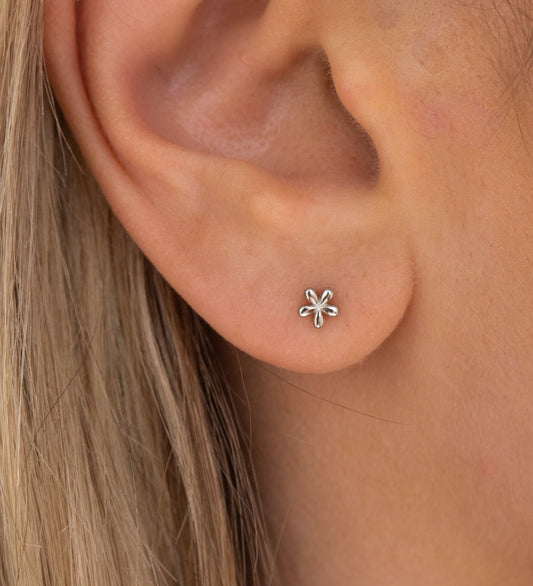 Mini Boucles d'Oreilles Fleurs en Argent Sterling