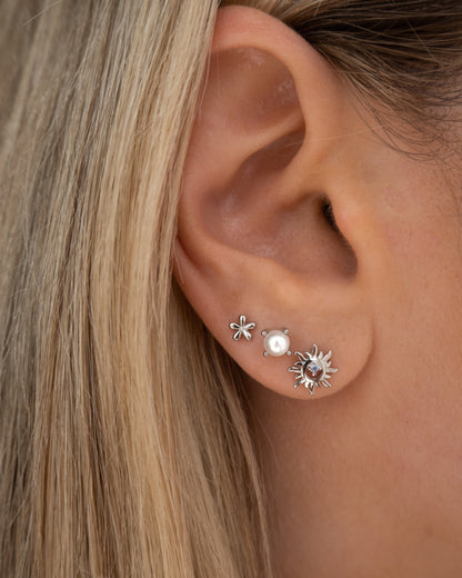 Mini Boucles d'Oreilles Fleurs en Argent Sterling