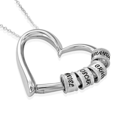 Maya – Collier Cœur avec Anneaux Gravés