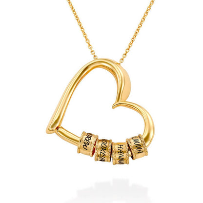 Maya – Collier Cœur avec Anneaux Gravés