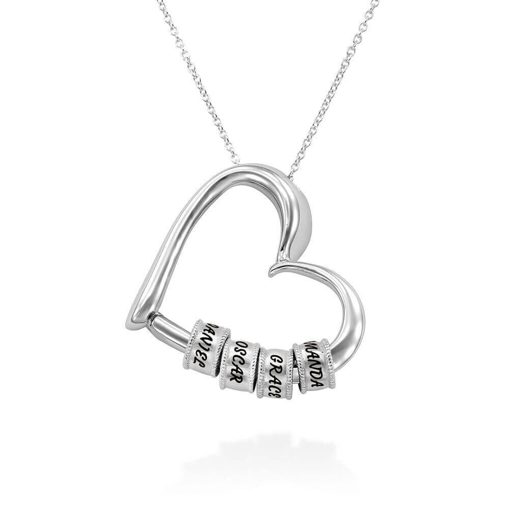 Maya – Collier Cœur avec Anneaux Gravés