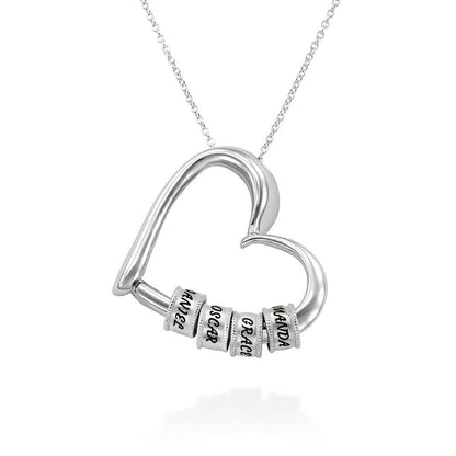 Maya – Collier Cœur avec Anneaux Gravés