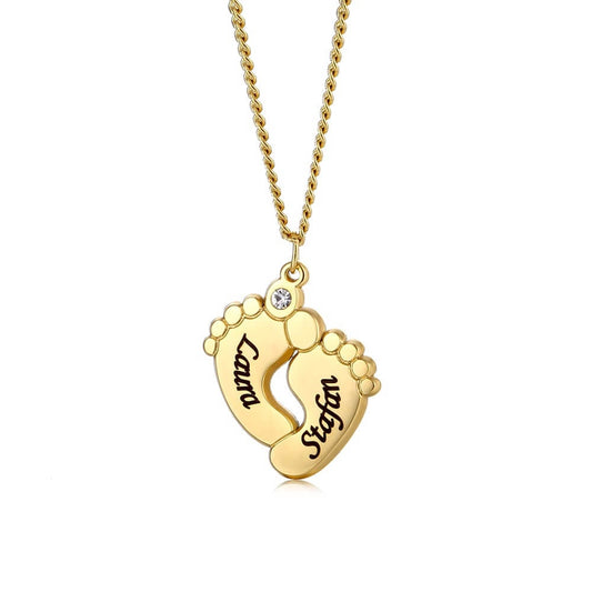 Eileen – Collier Petit Pied avec Gravure et Pierre Zirconia