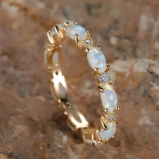 Arcy – Bague Raffinée Éternité Or et Opale