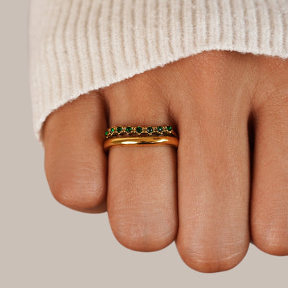 Issa – Bague Superposée Émeraude Élégante