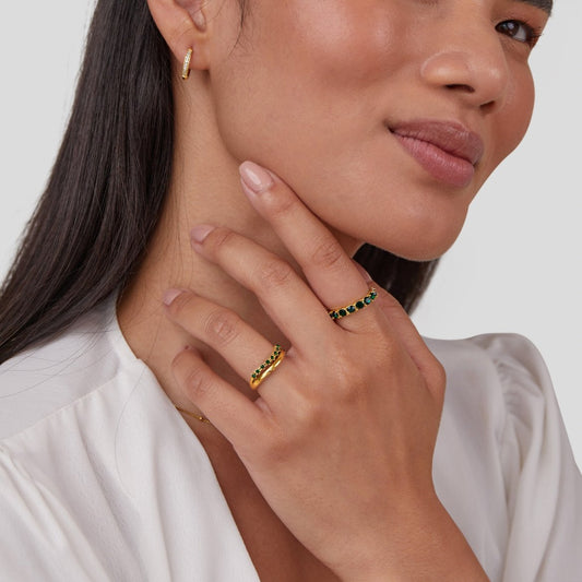 Issa – Bague Superposée Émeraude Élégante