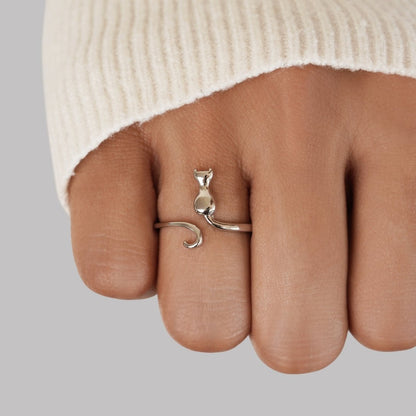 Mindy – Bague Chat Argent Mystique