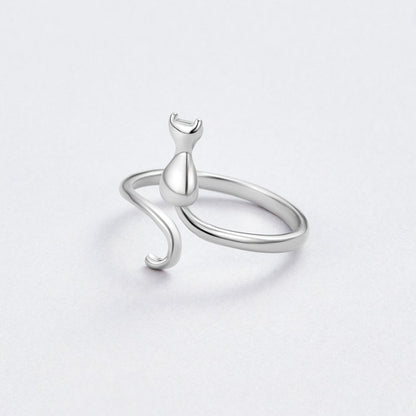 Mindy – Bague Chat Argent Mystique