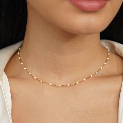 Mila – Collier à Perles Blanches