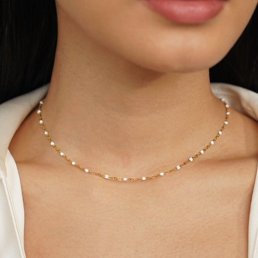 Mila – Collier à Perles Blanches