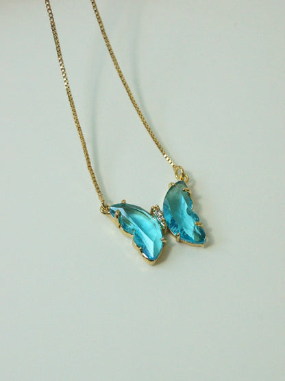 Aurora - Collier papillon en cristal aqua