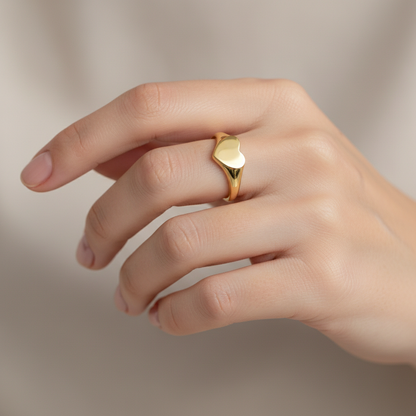 Lucia – Bague en Or avec Miroir et Design Amour Lumineux