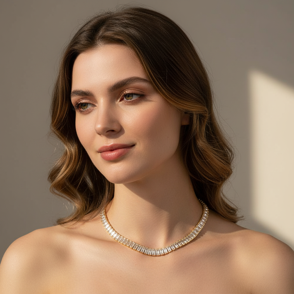 Nancy – Collier Chaîne Entièrement Sertie de Zircons
