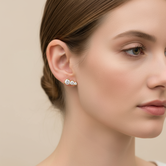 Celia – Boucles d'Oreilles en Zircon Trois Ronds Dégradés