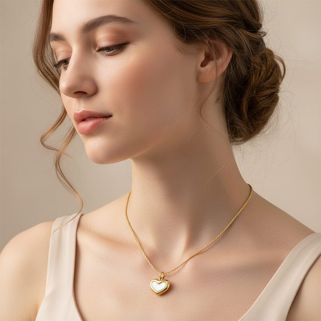 Neréa – Collier cœur en nacre