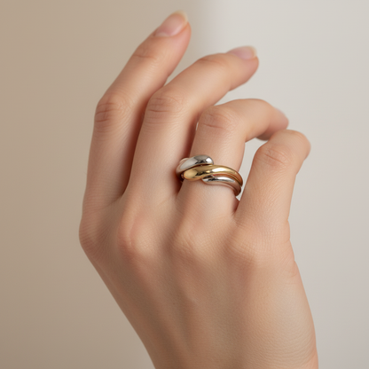 Elaine – Bague S925 en Argent avec Onde d'Eau Irrégulière