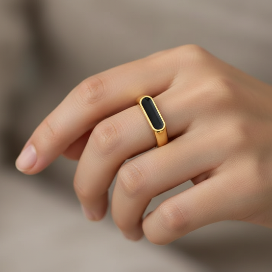 Lany – Bague Géométrique Vintage Nacre Blanche