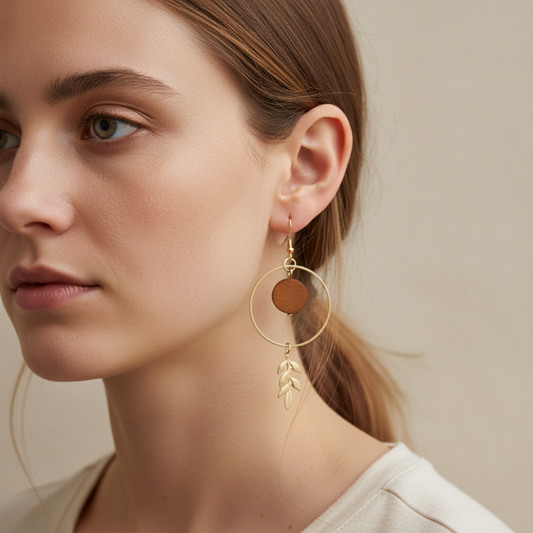 Yuki – Boucles d'oreilles en bois minimalistes