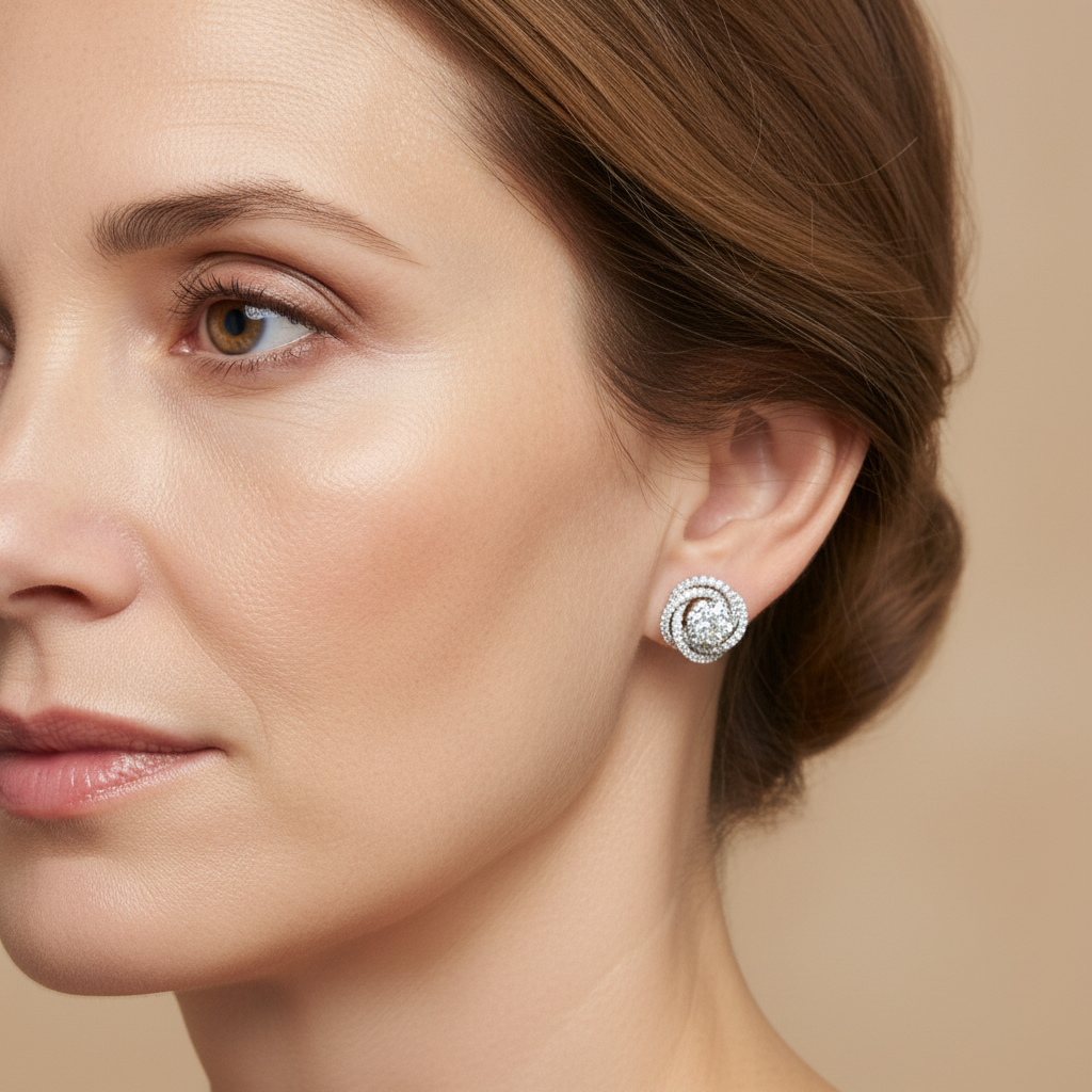 Clara – Boucles d'Oreilles Fleur en Zircon et Diamants