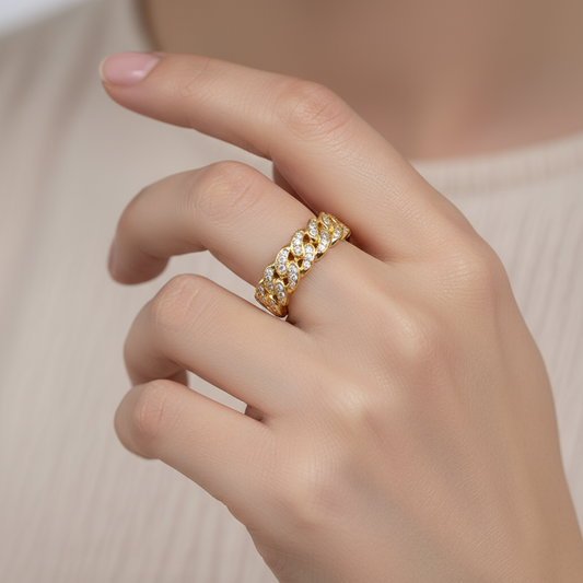 Rin – Bague Chaîne Cubaine Scintillante