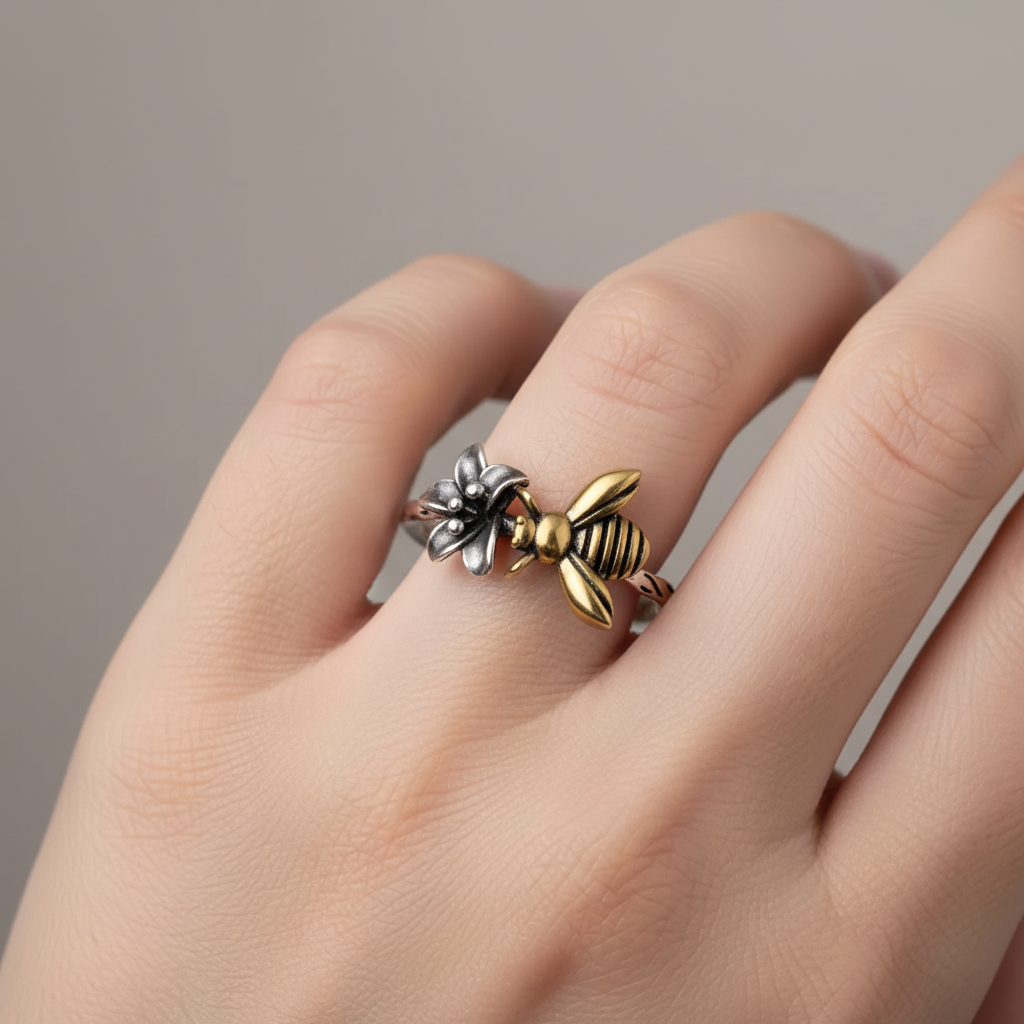 Avie – Bague Abeille Miel Éclatante