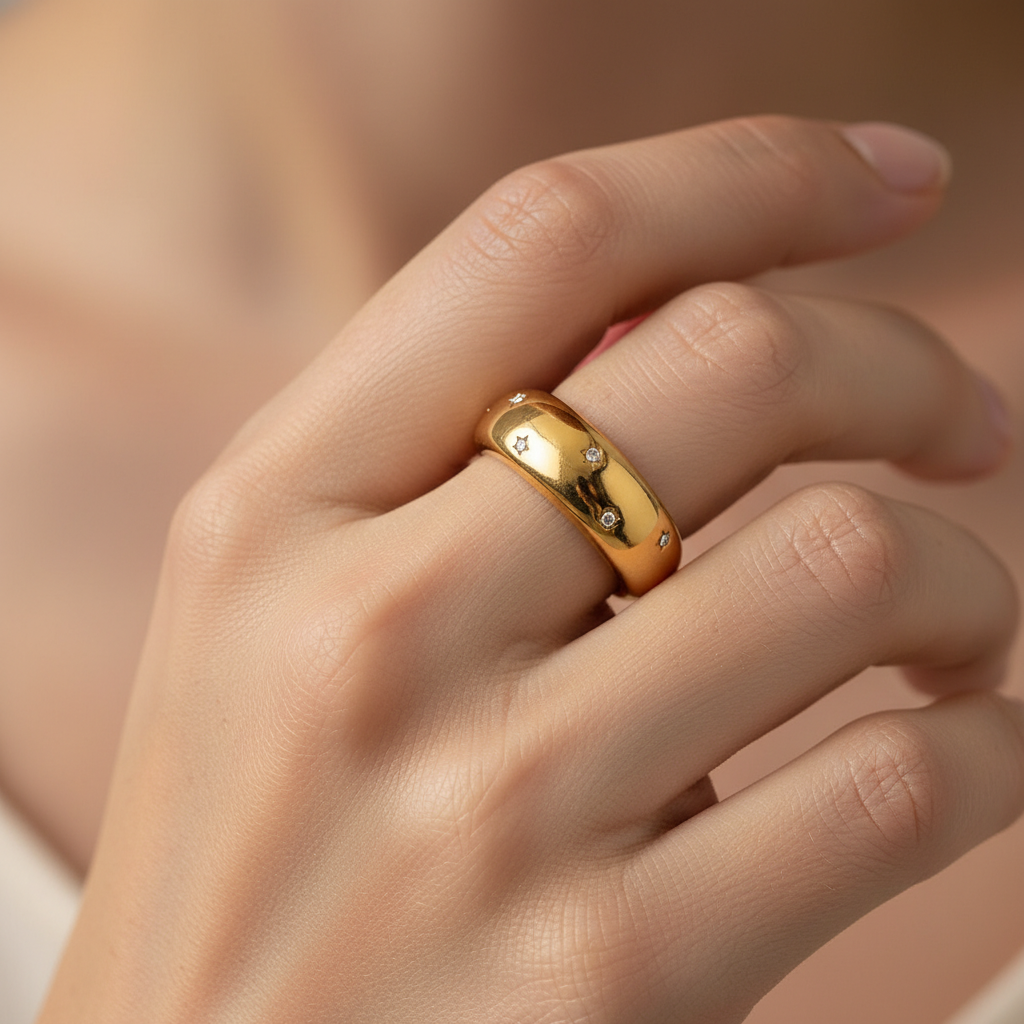 Stella – Bague en Acier Inoxydable avec Zircon Incrusté