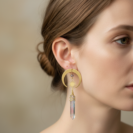 Hazel – Boucles d’Oreilles Bohème Lune & Étoile