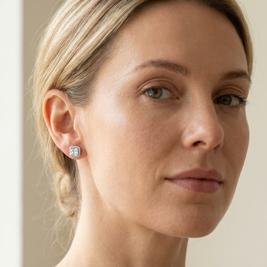 Nerie – Boucles d'Oreilles Zircon Incrustées de Diamants