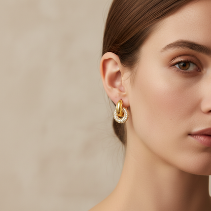 Alma – Boucles d’Oreilles Rétro à Diamants Double Portables