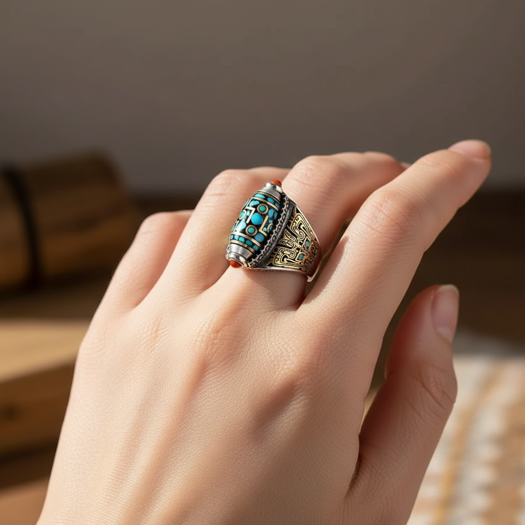 Matteo – Bague Vintage Tressée à Perles en Argent Sterling