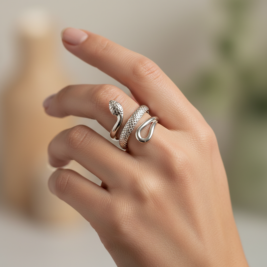 Nyssa – Bague Serpent Texturée au Design Ajouré