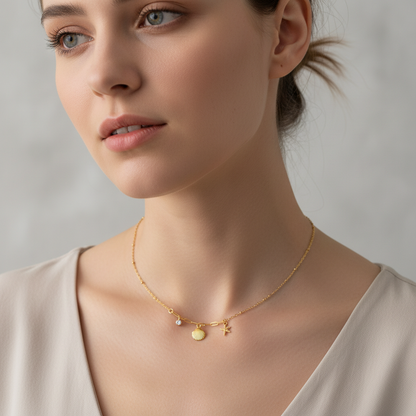 Coralie – Collier Pendentif Étoile de Mer Martelée