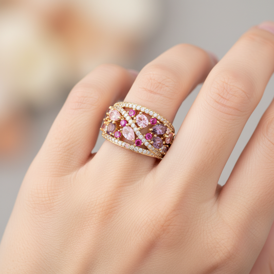 Lyra – Bague Texture Avancée avec Motif Creux Rond