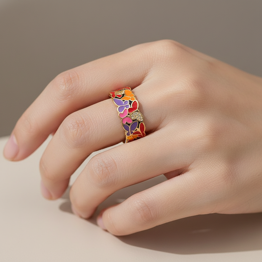 Kamille – Bague Camille Large Bleu Feuillage