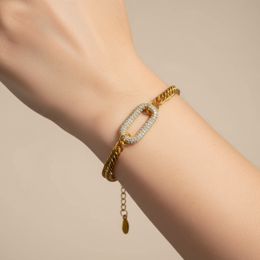 Isabelle – Bracelet Géométrique Exquis en Rhinestones