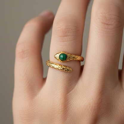 Isabelle – Bague serpent en acier inoxydable plaqué or